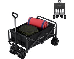 LifeGoods Bolderkar - Opvouwbaar - 80KG Draagkracht - 94L - Wasbaar - Stevige Wielen - Zwart