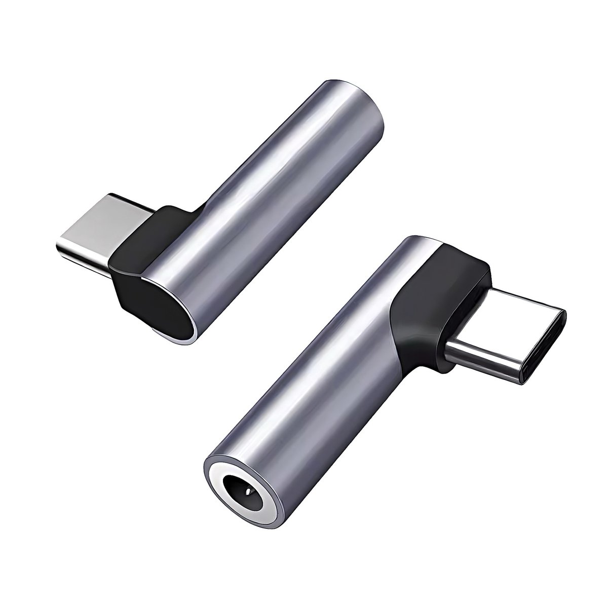 USB C naar 3.5mm Jack Adapter - 2 stuk - Audiojack naar USB-C - Audiojack 3.5 - Audio Jack USB-C - Aluminium - Grijs