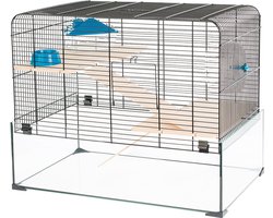 Duvo+ Hamsterkooi Glassy Glenn - Hamsterscape - Zwart - 59x38x47cm
