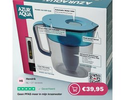 Filtert PFAS, Lood, Kwik en Chloor met deze Waterkaraf met deksel - Inclusief Water Filter 2,4 L met Multistage Pro Filter - Bespaar op plastic mineraalflessen en reinig uw water naar 0 TDS