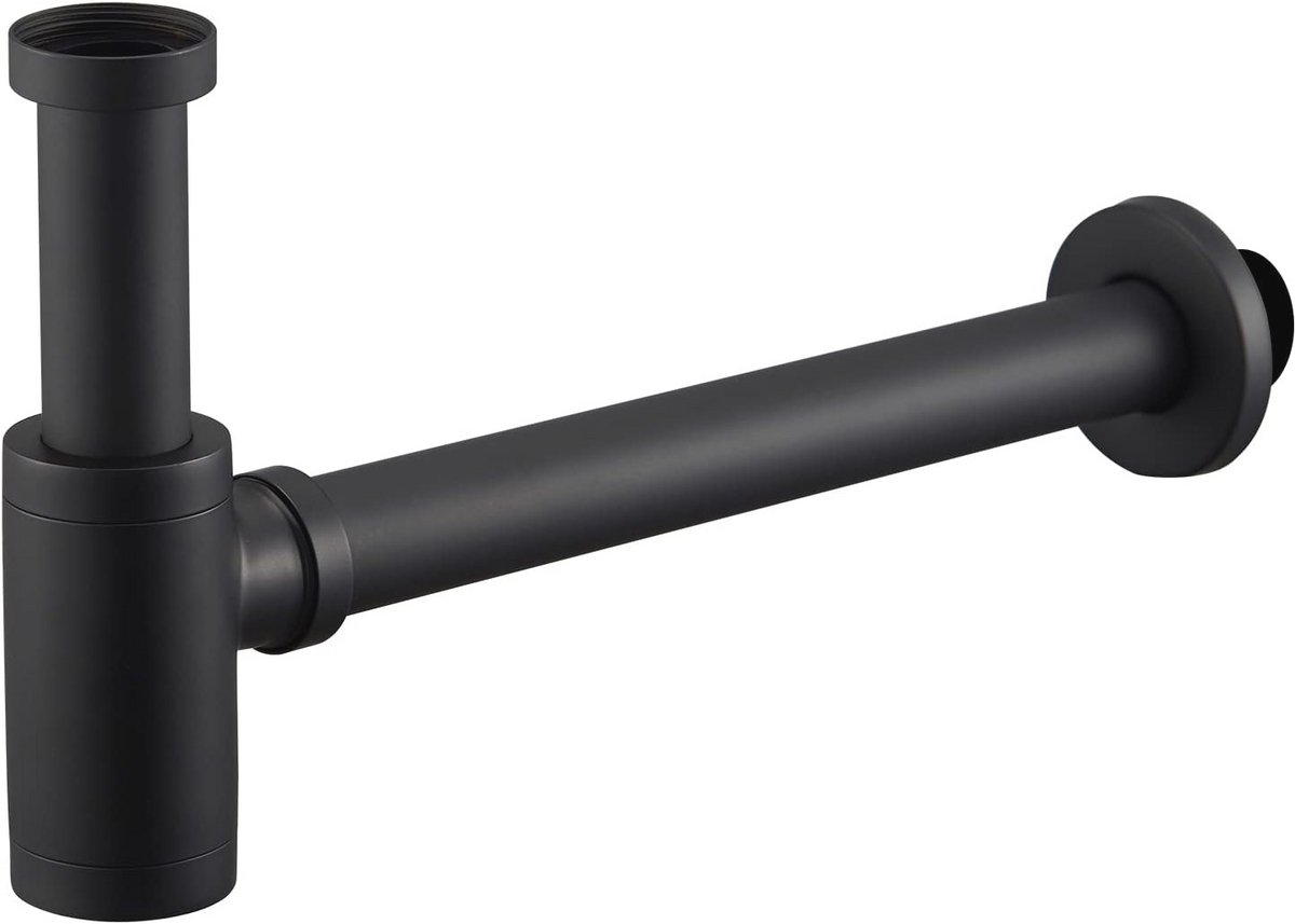 Universele Design Sifon voor Wastafel - Mat Zwart, Eenvoudig te Reinigen met Reinigingsope