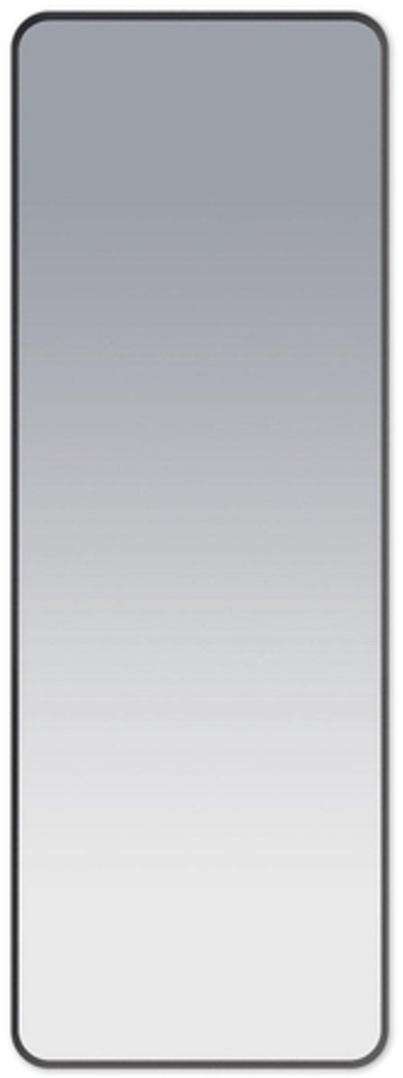 FugaFlow Eccelente Arredo Rectangle spiegel badkamerspiegel - 140x50cm - rechthoek - afgerond - frame - mat zwart