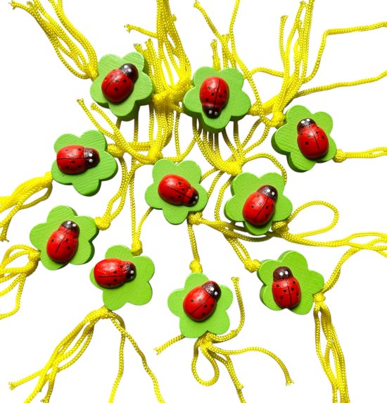 Poupées porte-bonheur Trèfle avec coccinelle / chapon 10 pièces