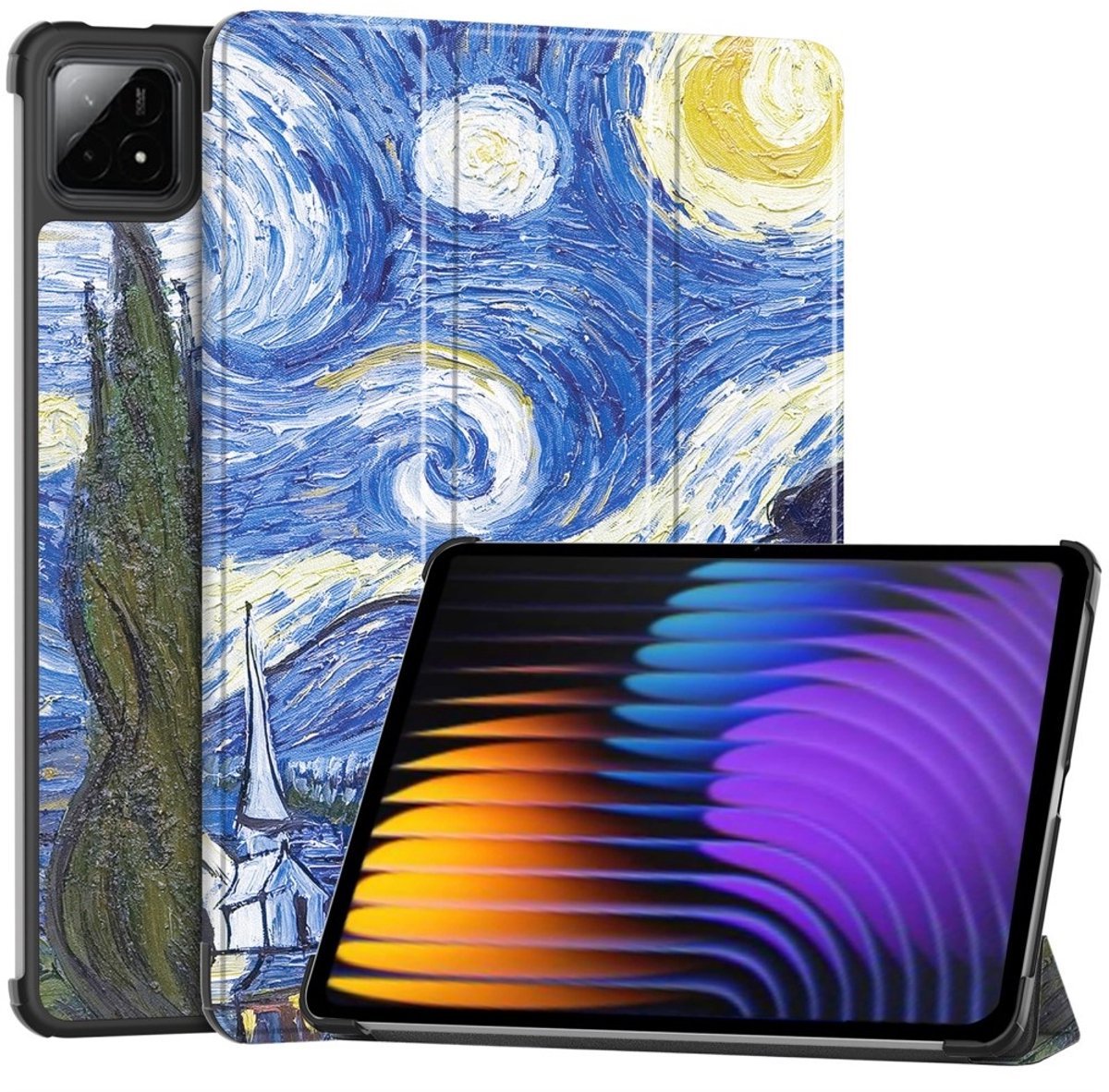 Coverup Tablethoes geschikt voor Xiaomi Pad 7 (Pro) / Pad 8 (Pro) Hoesje - Tri-Fold Book Case met Wake/Sleep - Sterrennacht