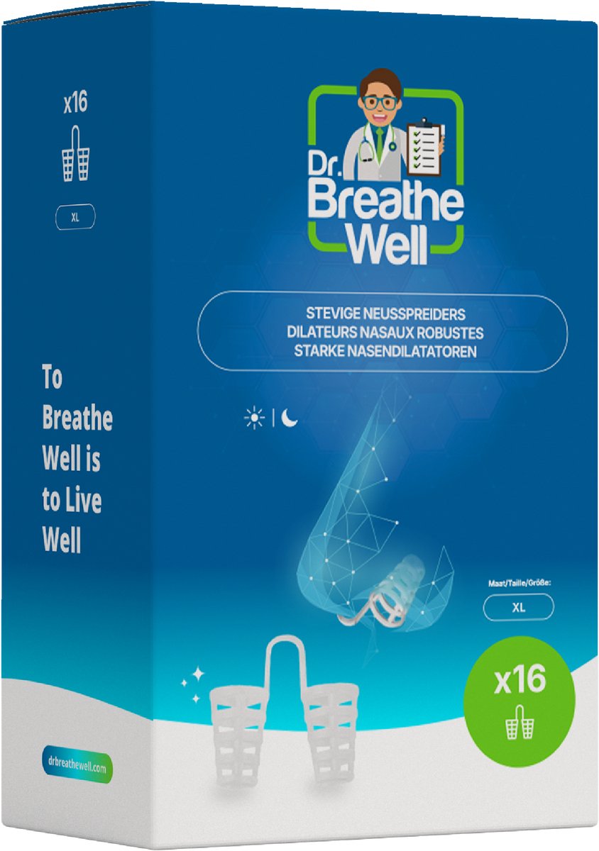Dr. Breathe Well ™ - 16 Stevige Anti Snurk Neusspreider Buisjes - Maat XL - Simply the right choice!