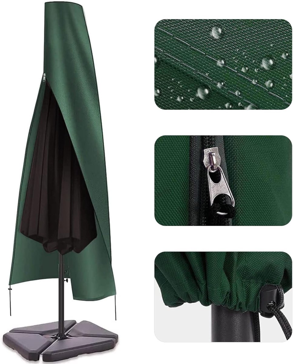 Famanu Tuinparasolhoes outdoor parasolhoezen voor 2,5 tot 4 m diameter parasols 190 x 25 x 50 cm waterdichte 600D Oxford PVC-coating met robuuste ritssluiting en verstelbaar trekkoord aan de Zwart