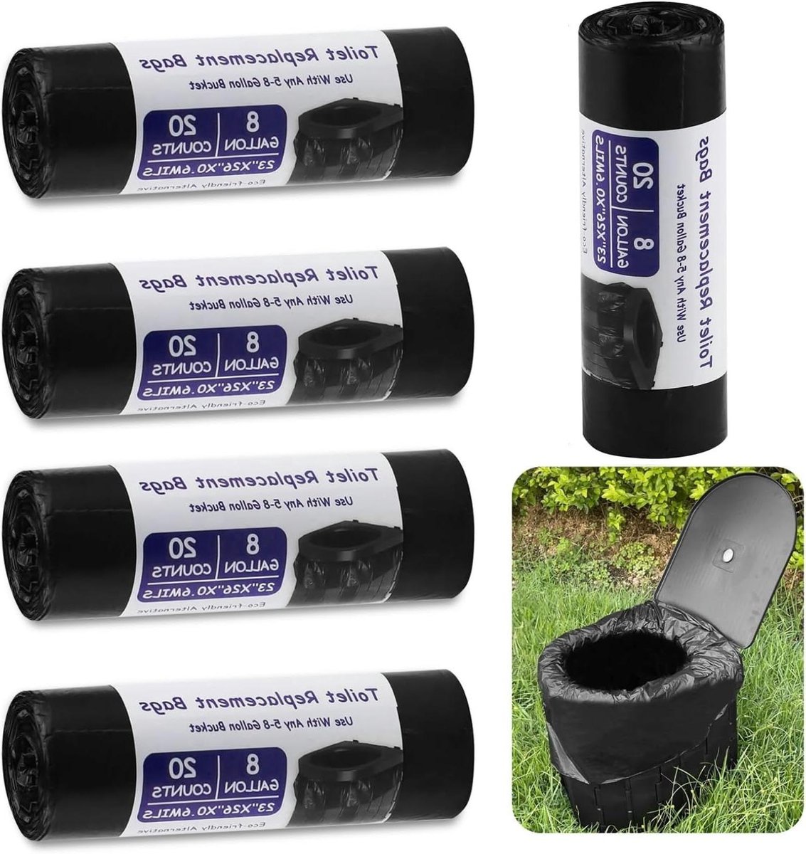100 stuks biologisch afbreekbare toiletzakken voor camping 30 l waterdichte toiletemmer