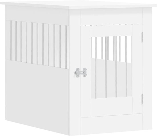 vidaXL - Hondenbench - 55x80x68 - cm - bewerkt - hout - wit