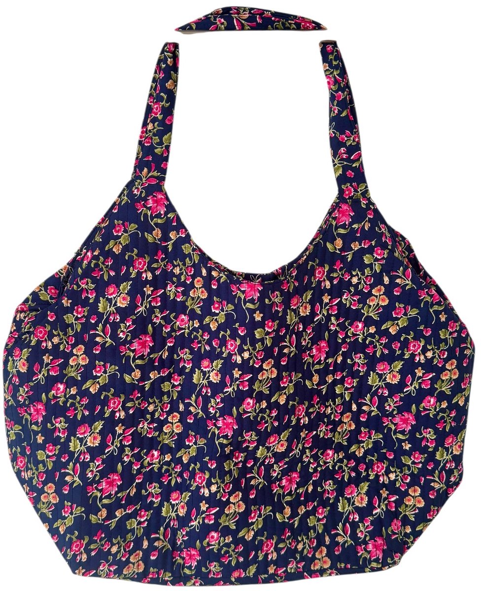 Schoudertas Kantha Gestikt Romantic Flowers 49x35 cm
