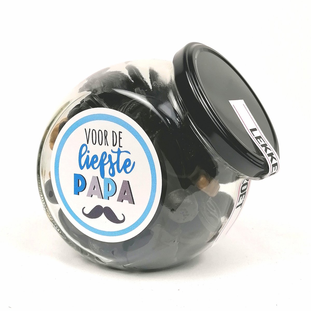Vaderdag cadeau - Snoeppot drop - "Voor de liefste Papa" gemengde drop - snoep cadeau - bedankje - liefde - zomaar