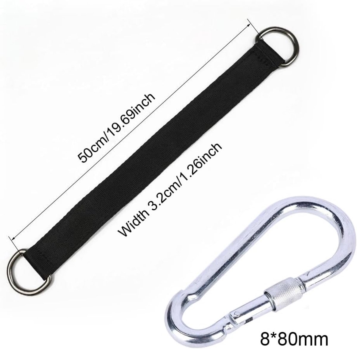 Hangmatbevestiging, 2 stuks, swinghangset, schommelbevestiging, bevestiging, bevestiging, nylon hangriem met 2 zware karabijnhaken en D- ringen voor schommelhangmatten