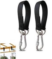2 stuks - Ophangriem - hangende riem - boomschommel riemen ophang set - zwarte riem - met karabijnhaak - connector voor hangmat , bokszak , schommelstoel , stoel , sportschoolstang , handvat , kabel , buiten - 50 cm - zwart