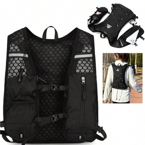 Gilet De Course LED Avec Poche à Eau 2L - Homme/femme, Léger, Respirant, Réglable Pour Running, Trail