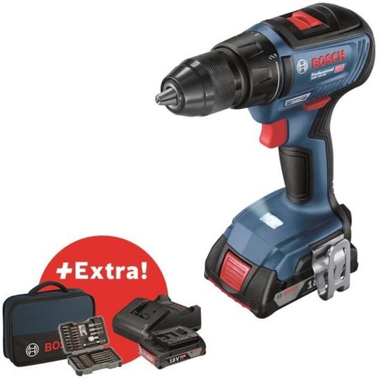 Bosch Gereedschap - 18V ACCU-boormachine, met accessoires, 2x accu 2,0 Ah Li-Ion, lader 06019H5004
