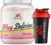 Bol.com XXL Nutrition - Whey Delicious INCL shaker! - 80% Eiwit - Aardbei Banaan - Wei Eiwitpoeder met BCAA & Glutamine Proteine... aanbieding