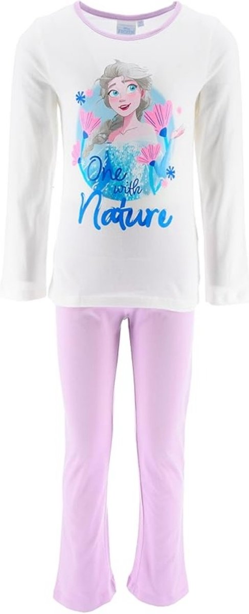 Disney Frozen Pyjama - Katoen - One with Nature - Off white/Lila - Maat 116