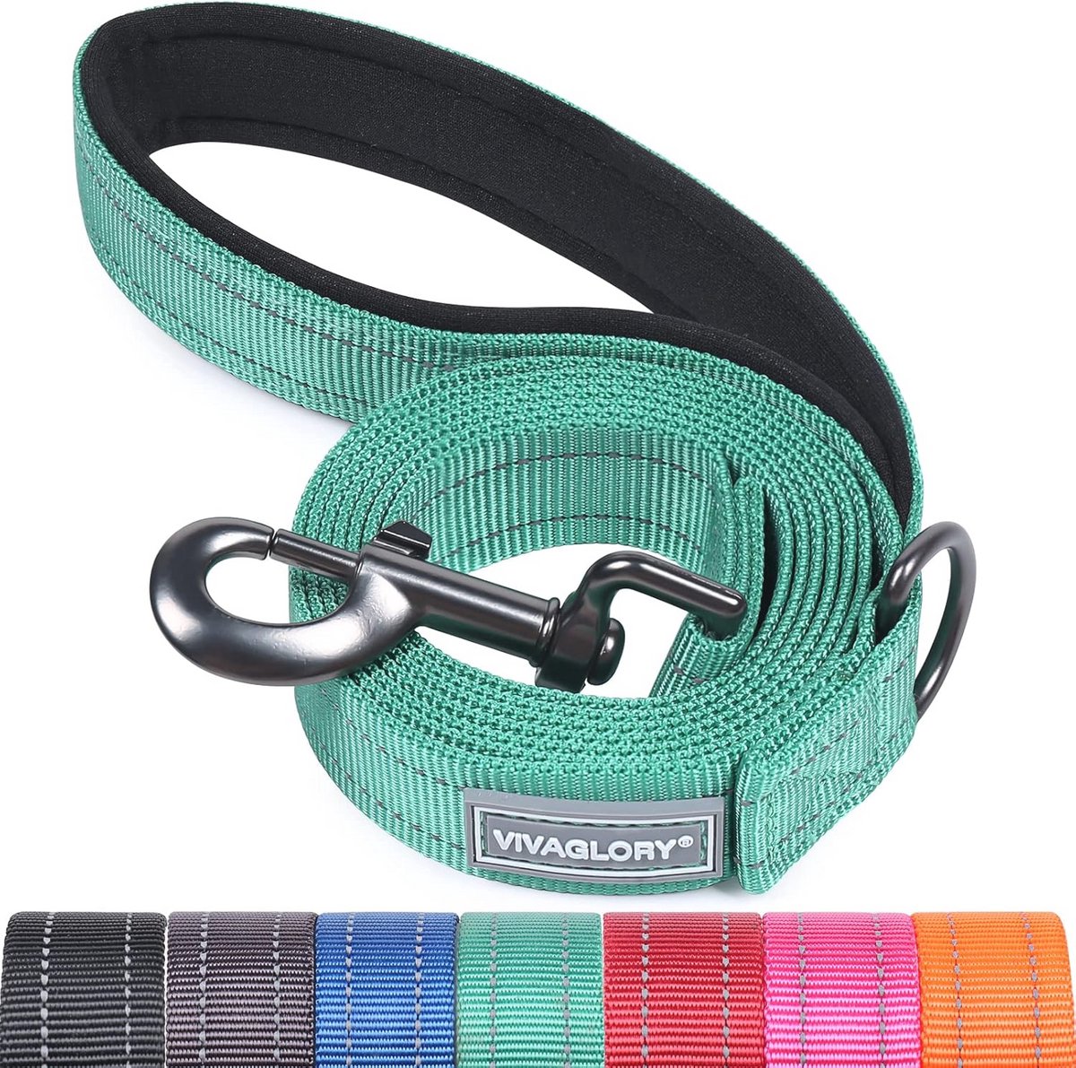 Reflecterende hondenriem 1,5 m - Gevoerde handgreep nylon trainingsriem voor middelgrote tot grote honden