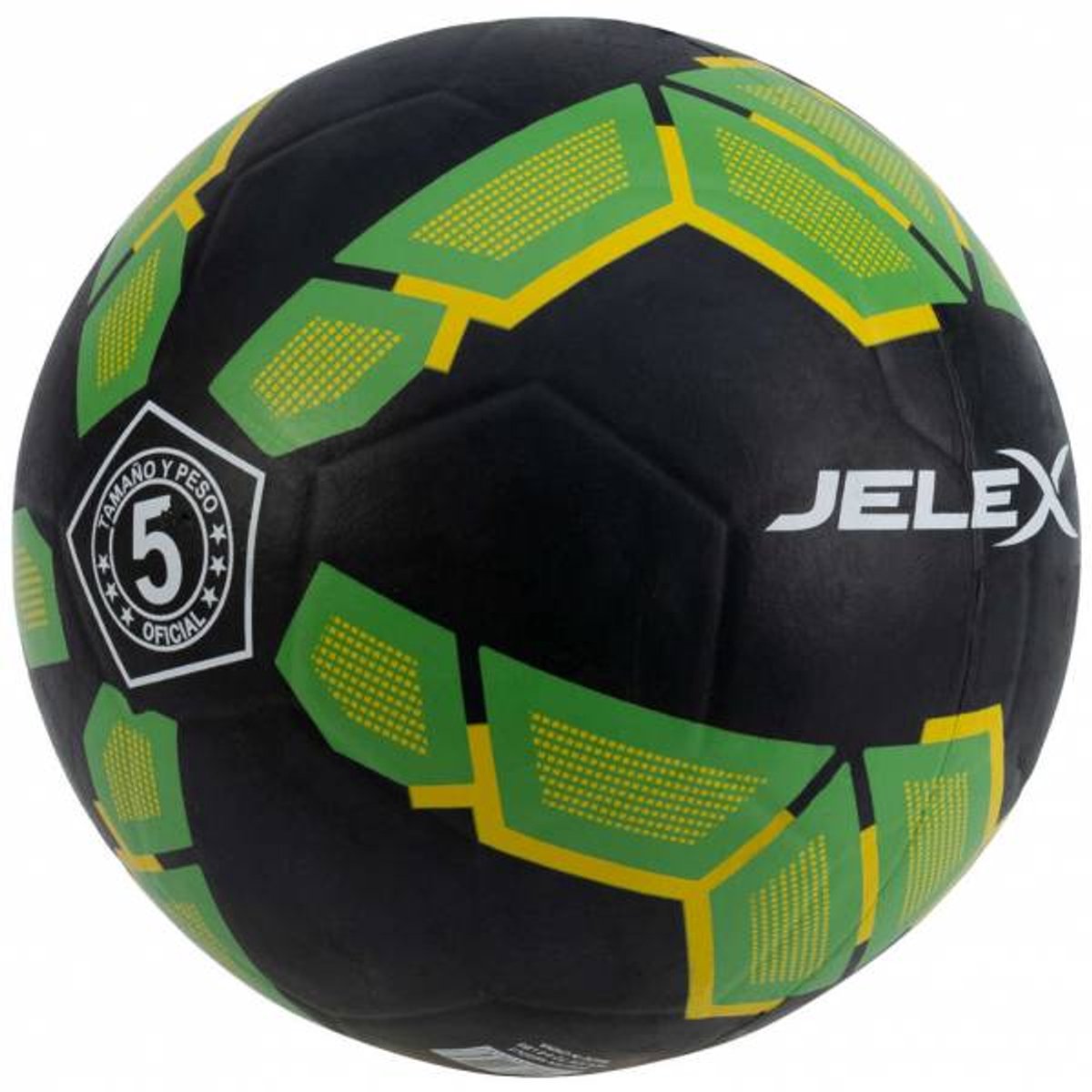 Voetbal | Trainingsbal | JELEX Bolzplatzheld | Rubberen voetbal | Trainingsbal | Straat Voetbal| Streetball |Zaalvoetbal-Voetbalkooi | Geschikt voor asfalt | robuust en slijtvast rubber | Zwart - Groen