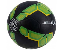 Voetbal | Trainingsbal | JELEX Bolzplatzheld | Rubberen voetbal | Trainingsbal | Straat Voetbal| Streetball |Zaalvoetbal-Voetbalkooi | Geschikt voor asfalt | robuust en slijtvast rubber | Zwart - Groen
