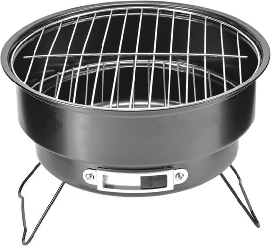 Draagbare Ronde Barbecue 25Cm - Houtskool Grill met Handvat voor Buiten en Picknick van Merkloos — afbeelding 5