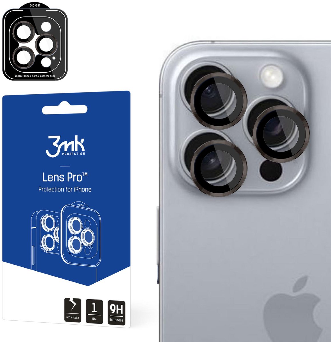 Apple iPhone 16 Pro / 16 Pro Max - 3mk Lens Protection Pro Titaniumgrijs