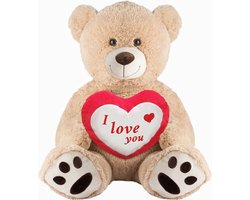 Teddybeer Harry met Hart Pluche Knuffel (Bruin) 100 cm (Bear Beer Beren Plush Toys | Knuffeldier Knuffelpop Speelgoed voor kinderen jongens meisjes | Extra grote groot XL knuffelbeer voor jong en oud)