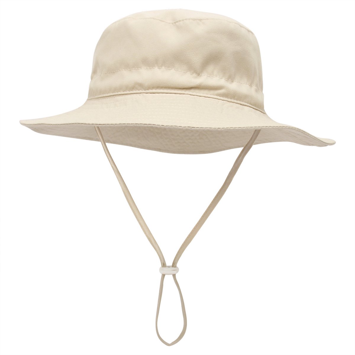 1 stuk baby zonnehoed en zonnebril, UV-bescherming UPF 50+ en brede rand vissershoed voor kinderen, zonbeschermende zomer emmerhoed met verstelbare kinband, strandhoed voor meisjes en jongens(M:52-54cm) - Beige