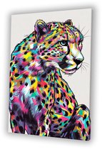 Psychedelische kleurrijke luipaard kunst - Luipaard canvas kunst - Canvas dieren - Psychedelisch - Interieurdecoratie - Kantoor decoratie - canvas 75x100 cm