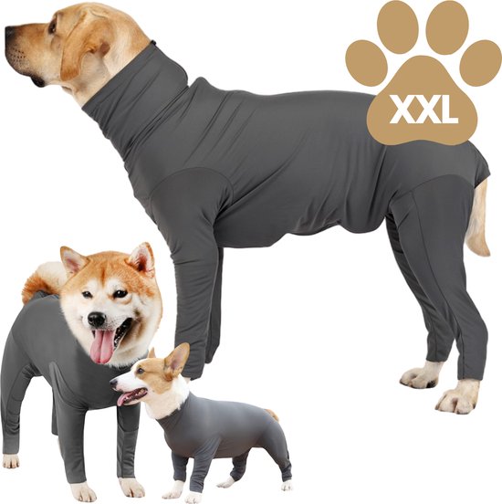 Medisch Bodysuit Maat XXL - Operatie jumpsuit Grijs - Operatiepak voor de hond grijs