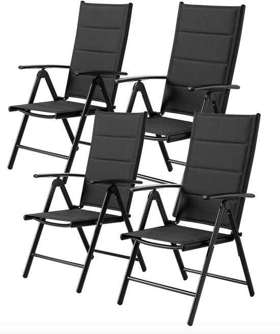 Pack 4 Opvouwbare Stoelen met Handvat 47x58x87cm Zwart O91