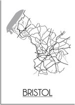 DesignClaud Bristol Plattegrond poster A4 + Fotolijst zwart