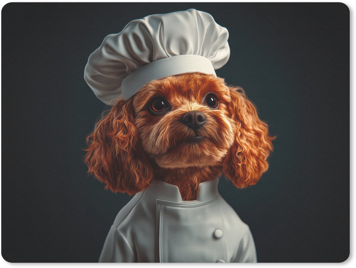 Muismat 23x19 cm - Mousepad Bruin - Kok - Hondje - Muismatten