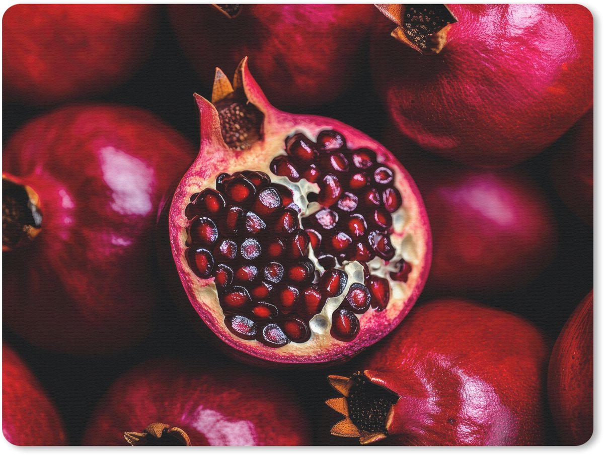Muismat 23x19 cm - Mousepad Granaatappel - Rood - Fruit - Muismatten