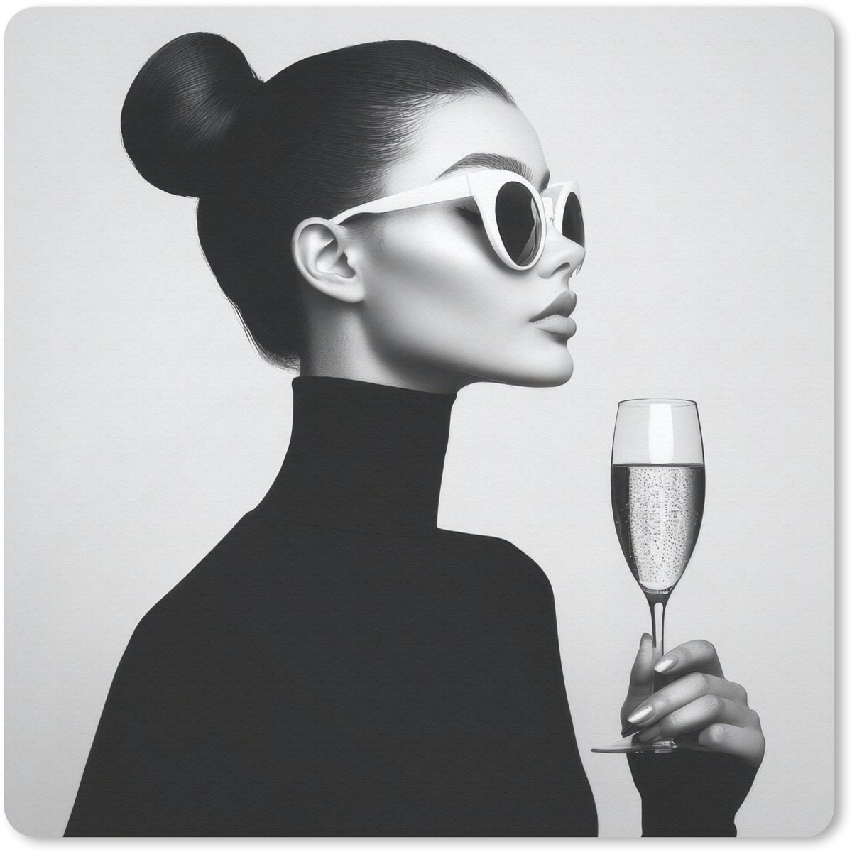 Muismat 30x30 cm - Mousepad Vrouw - Champagne - Modern - Muismatten