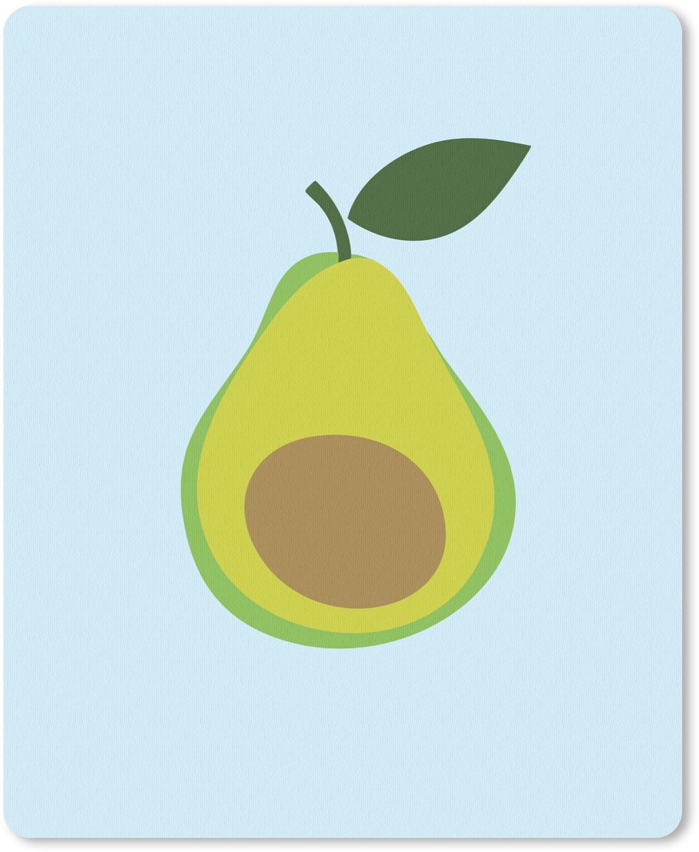 Muismat 19x23 cm - Mousepad Avocado - Illustratie - Groene - Vrucht - Muismatten