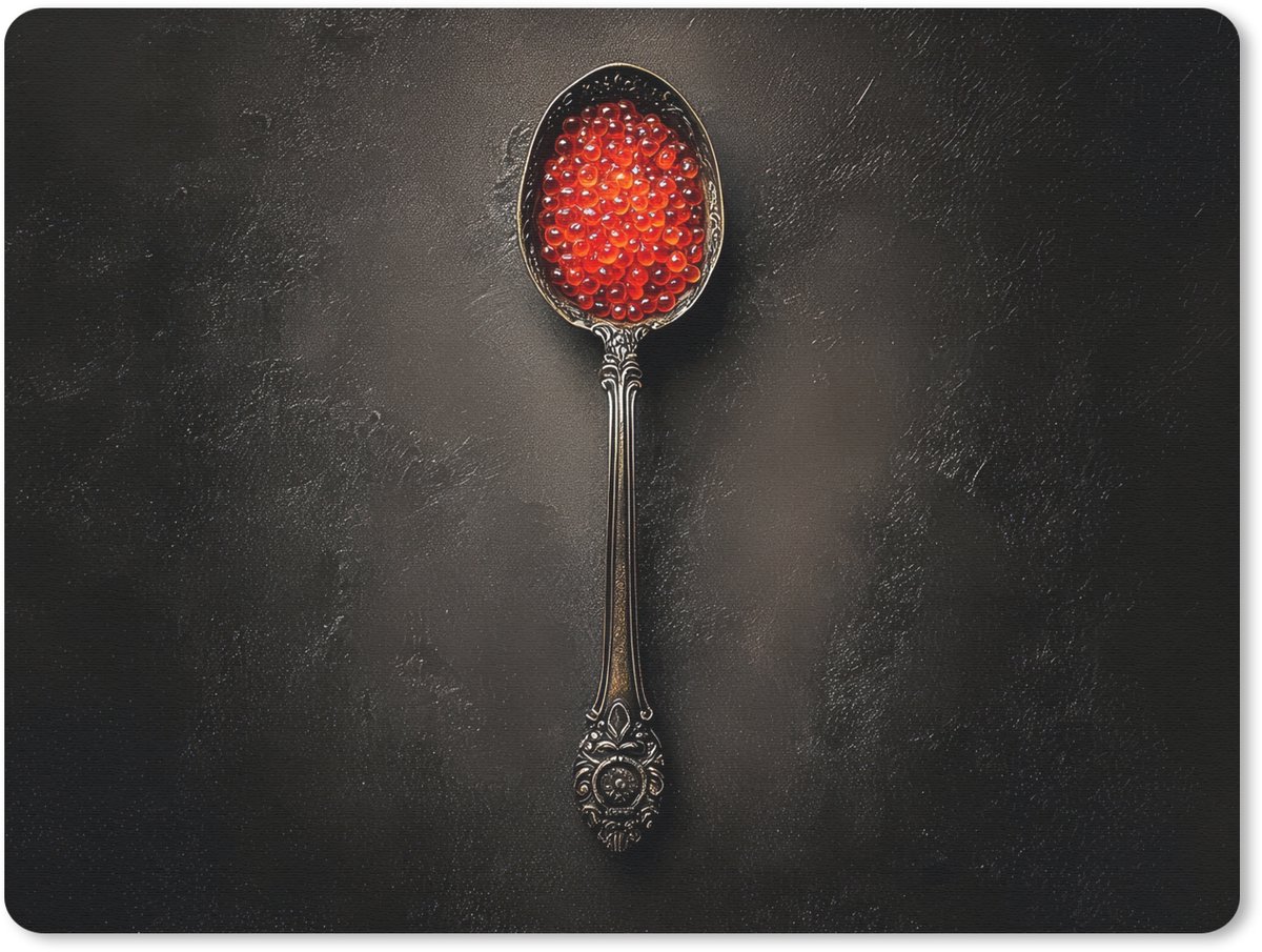 Muismat 23x19 cm - Mousepad Zwart - Lepel - Caviar - Muismatten