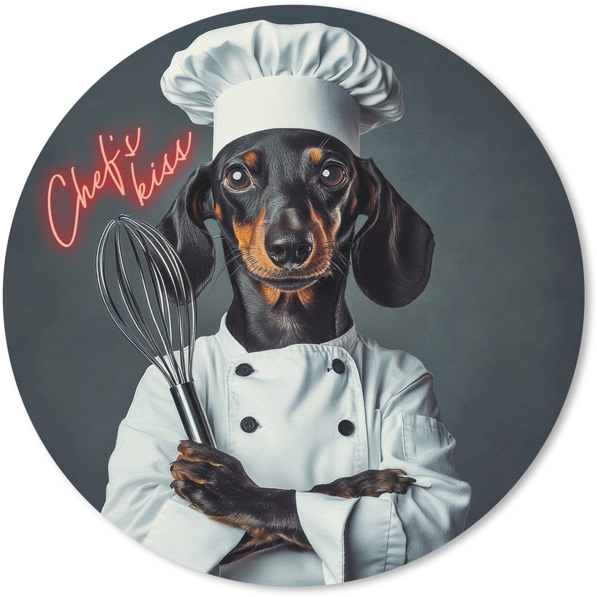 Muismat rond 40x40 cm - Mousepad Quote - Neon - Hond - Kokskleding - Ronde muismatten