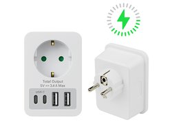 Narvie RA Stopcontact met 2 USB-A & 2 USB-C Poorten – Kinderbeveiliging – 5V 3.4A Snellader