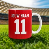 Eindhoven Voetbal Mok - Gepersonaliseerd met naam en nummer - 325ml - Voetbal cadeau Mokken - Voetbal shirt op mok - koffiemok - koffie mok