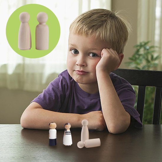 Sixfolo Houten figuren om te beschilderen, 30 stuks, 65 mm, houten pop, pegdolls, onafgewerkte houten poppen, lege houten poten, lege mensen, van hout, lichaam voor doe-het-zelf decoratie, vrouwelijk
