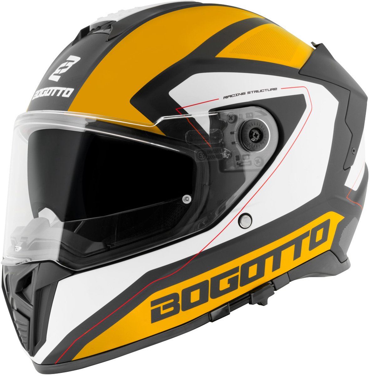 Bogotto FF122 BGT Wit Geel Integraalhelm - Maat S - Helm