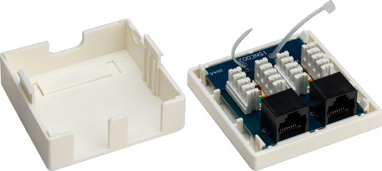 Goobay 69244 Boîtier Universel CAT 6 Avec Cadre De Montage En Saillie - 2 Prises Réseau RJ45 Blindées