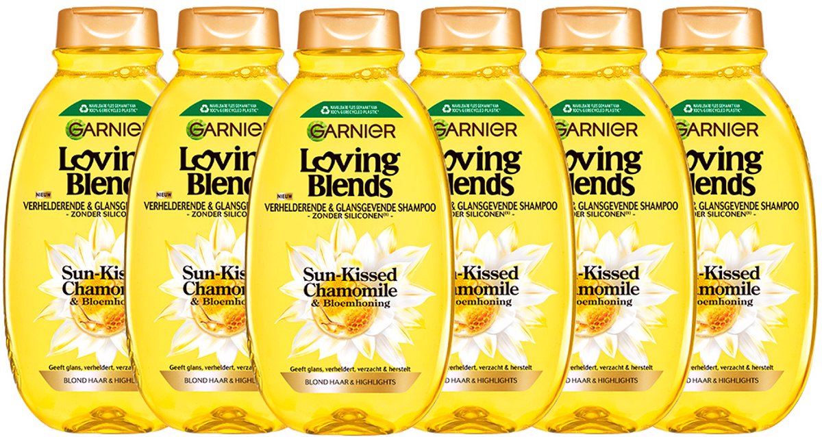 Garnier Loving Blends - Verhelderende & Glansgevende Shampoo - Sun-Kissed Chamomile & Bloemenhoning - Blond Haar & Highlights - Kamille - 6x 300 ml