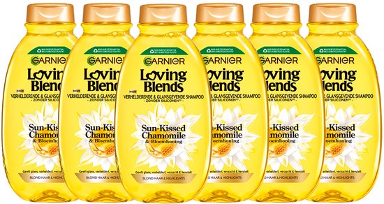 Garnier Loving Blends - Verhelderende & Glansgevende Shampoo - Sun-Kissed Chamomile & Bloemenhoning - Blond Haar & Highlights - Kamille - 6x 300 ml
