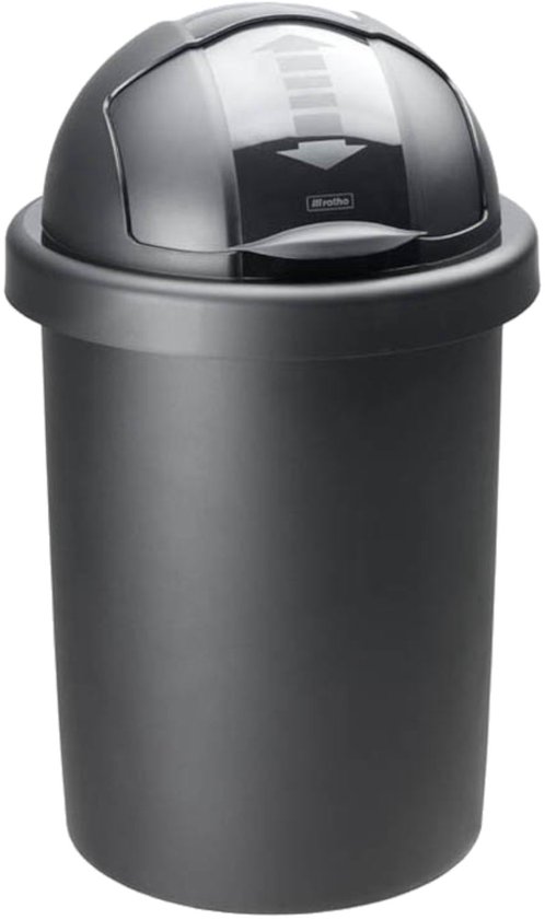 Rotho - Afvalemmer 30 l ROLL BOB zwart