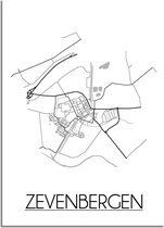 DesignClaud Zevenbergen Plattegrond poster A4 + Fotolijst zwart (21x29,7cm)