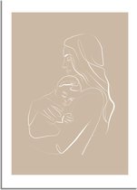 DesignClaud Poster vrouw met baby naturel - minimalisme A2 + fotolijst zwart