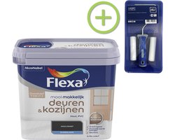 Flexa - Mooi Makkelijk Verf - Deuren en Kozijnen - Mooi Zwart - 750 ml + Lakroller
