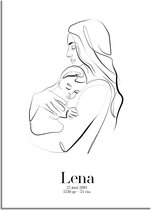 DesignClaud Geboorteposter Moeder en kind Kraamcadeau A2 poster (42x59,4cm)