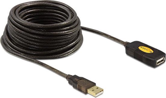 gemakkelijk statistieken Verplicht USB 2.0 Verlengkabel met Versterker - Zwart - 10 meter | bol.com